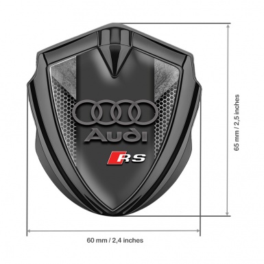 Audi RS Metal 3D Domed Emblem Graphite Stone Effect Grey Hex Edition