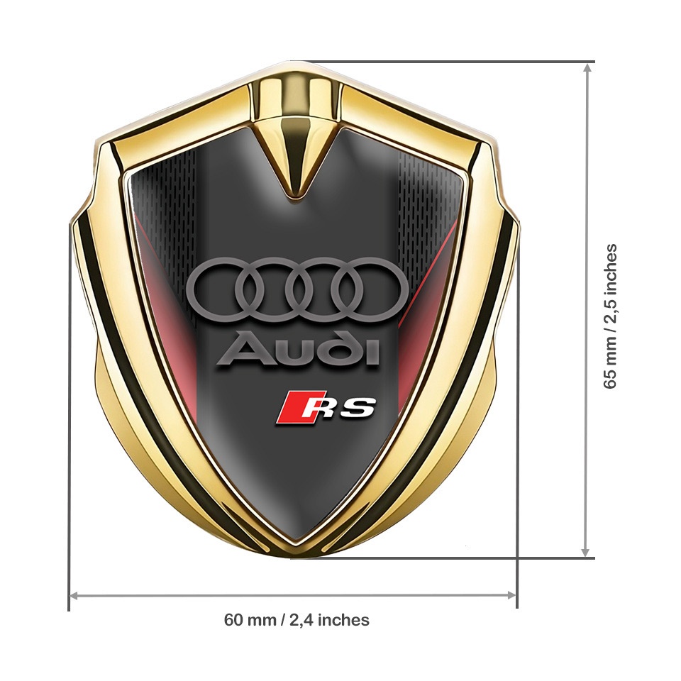 Audi RS Bodyside Badge Self Adhesive Gold Crimson Frame Dar Mesh ...