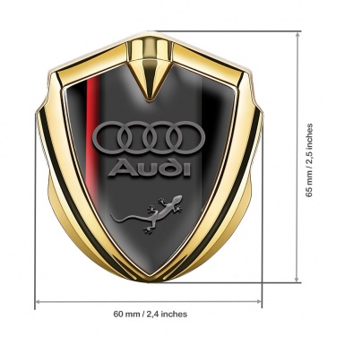 Audi Emblem Badge Self Adhesive Gold Black Fill Red Line Edition