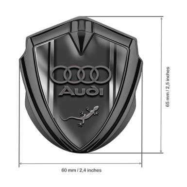 Audi Quattro Emblem Fender Badge Graphite Greyscale Lizard Edition