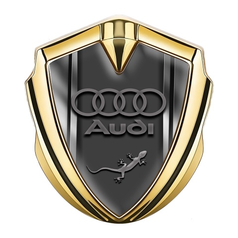 Audi Quattro Emblem Fender Badge Gold Greyscale Lizard Edition