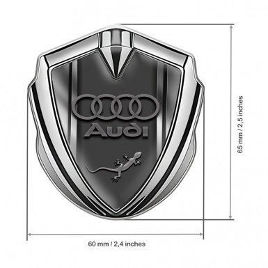 Audi Quattro Emblem Fender Badge Silver Greyscale Lizard Edition