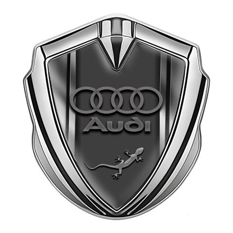 Audi Quattro Emblem Fender Badge Silver Greyscale Lizard Edition