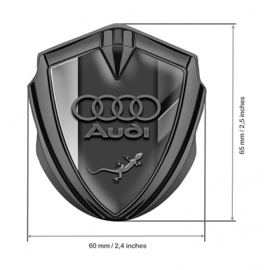 Audi Quattro Fender Emblem Badge Graphite Polished Panels Lizard Motif