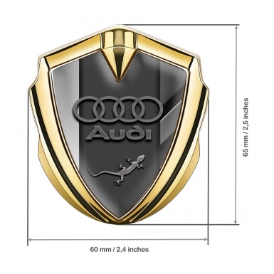 Audi Quattro Fender Emblem Badge Gold Polished Panels Lizard Motif