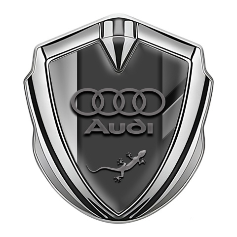 Audi Quattro Fender Emblem Badge Silver Polished Panels Lizard Motif