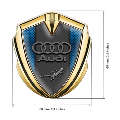 Audi Quattro Emblem Trunk Badge Gold Blue Mesh Sport Logo