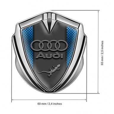 Audi Quattro Emblem Trunk Badge Silver Blue Mesh Sport Logo