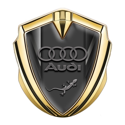 Audi Quattro Trunk Emblem Badge Gold Grey Fragments Lizard Edition