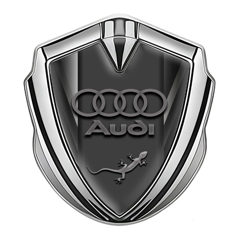 Audi Quattro Trunk Emblem Badge Silver Grey Fragments Lizard Edition