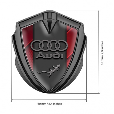Audi Quattro Emblem Car Badge Graphite Red Fragments Grey Logo