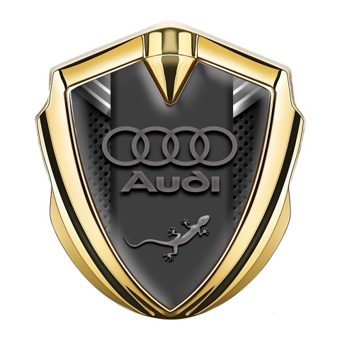 Audi Quattro Bodyside Badge Self Adhesive Gold Dark Mesh Grey Crest