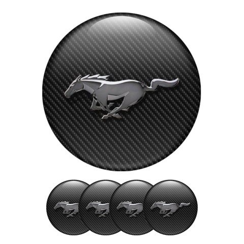 Ford Mustang Silicone Stickers Wheel Center Cap Metal Logo Carbon