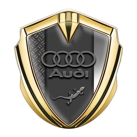 Audi Quattro Emblem Badge Self Adhesive Gold Dual Panel Edition