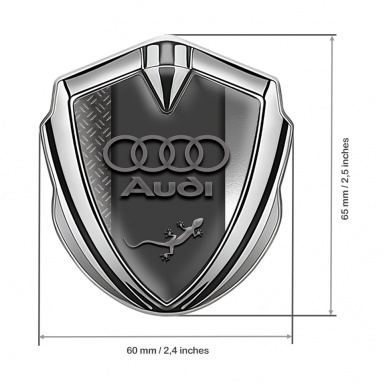 Audi Quattro Emblem Badge Self Adhesive Silver Dual Panel Edition