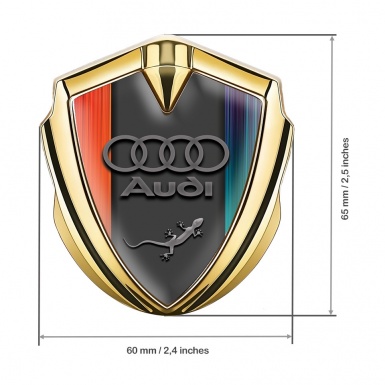 Audi Quattro Emblem Fender Badge Gold Color Gradient Motif