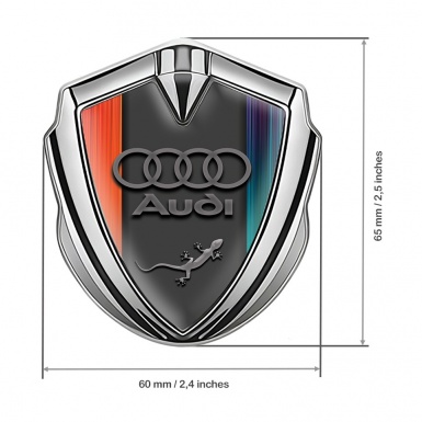 Audi Quattro Emblem Fender Badge Silver Color Gradient Motif