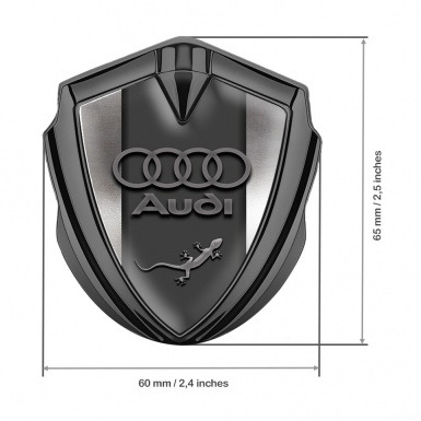 Audi Quattro Fender Emblem Badge Graphite Polished Frame Lizard Logo