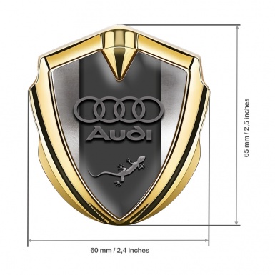 Audi Quattro Fender Emblem Badge Gold Polished Frame Lizard Logo