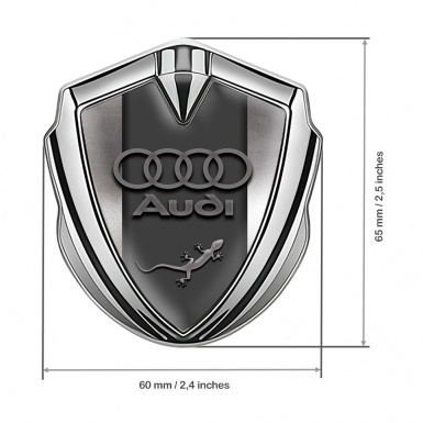 Audi Quattro Fender Emblem Badge Silver Polished Frame Lizard Logo