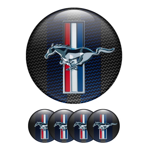 Ford Mustang Silicone Stickers Wheel Center Cap Blue Grey Carbon