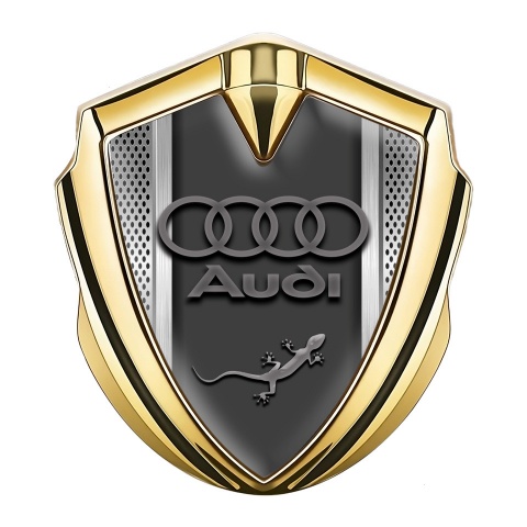 Audi Quattro Emblem Trunk Badge Gold Metallic Mesh Classic Logo