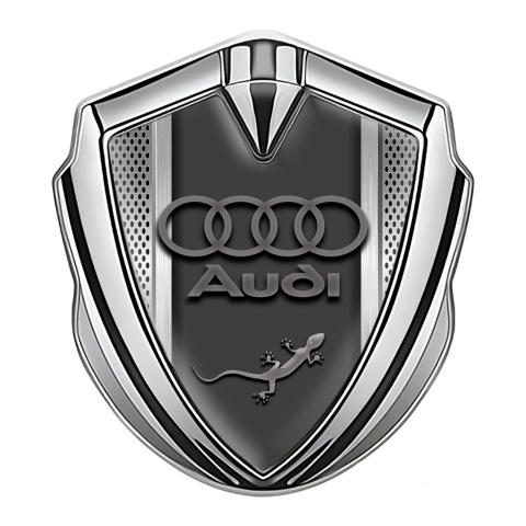 Audi Quattro Emblem Trunk Badge Silver Metallic Mesh Classic Logo