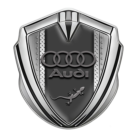 Audi Quattro Emblem Self Adhesive Silver Metallic Structure Effect