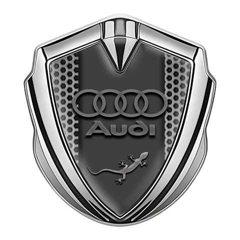 Audi Quattro Trunk Emblem Badge Silver Grey Hex Classic Rings