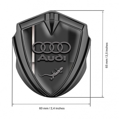 Audi Quattro Emblem Car Badge Graphite White Stripe Lizard Edition