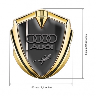 Audi Quattro Emblem Car Badge Gold White Stripe Lizard Edition