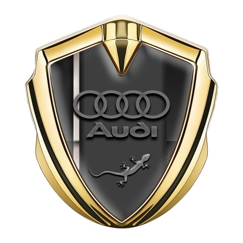 Audi Quattro Emblem Car Badge Gold White Stripe Lizard Edition