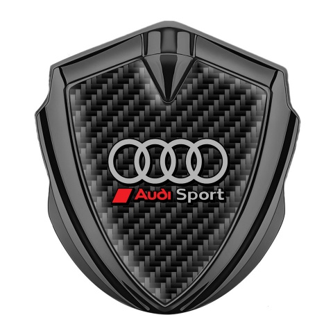 Audi Sport Bodyside Domed Emblem Graphite Black Carbon Grey Rings