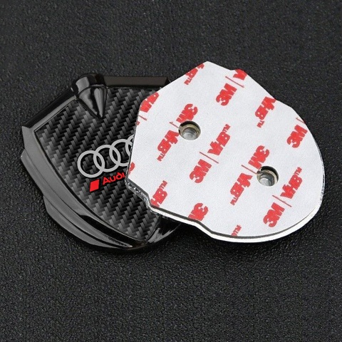 Audi Sport Bodyside Domed Emblem Graphite Black Carbon Grey Rings