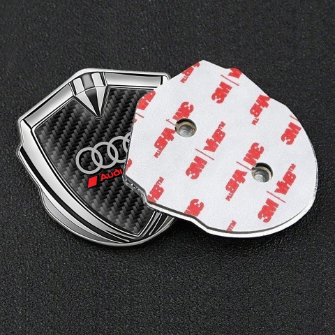 Audi Sport Bodyside Domed Emblem Silver Black Carbon Grey Rings