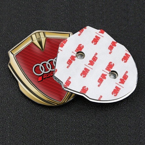 Audi Bodyside Emblem Self Adhesive Gold Red Carbon Red Logo Motif