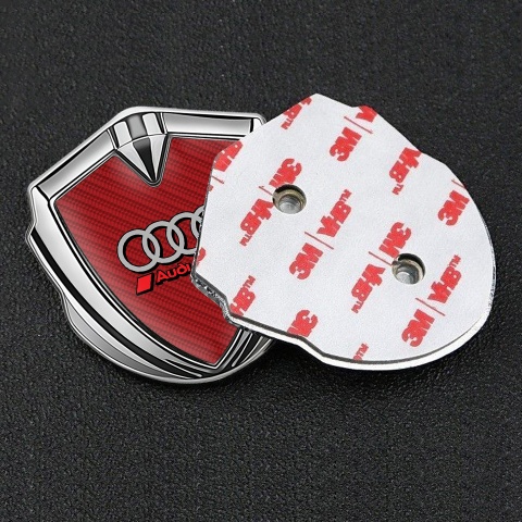 Audi Bodyside Emblem Self Adhesive Silver Red Carbon Red Logo Motif