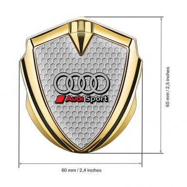Audi Sport Metal 3D Domed Emblem Gold Grey Honeycomb Red Logo