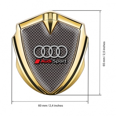 Audi Bodyside Badge Self Adhesive Gold Grey Carbon Ring Logo