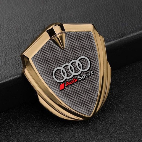 Audi Bodyside Badge Self Adhesive Gold Grey Carbon Ring Logo