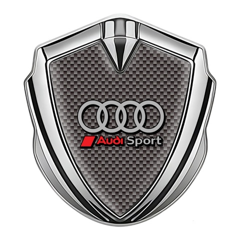 Audi Bodyside Badge Self Adhesive Silver Grey Carbon Ring Logo