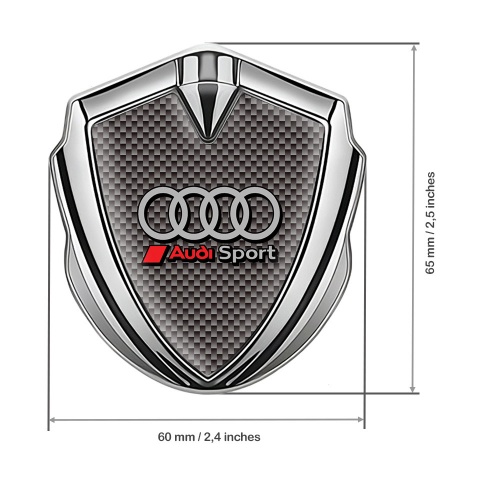 Audi Bodyside Badge Self Adhesive Silver Grey Carbon Ring Logo