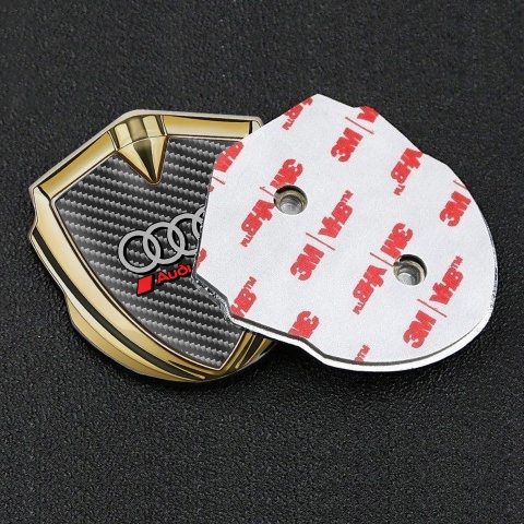 Audi Emblem Badge Self Adhesive Gold Dark Carbon Sport Logo Design
