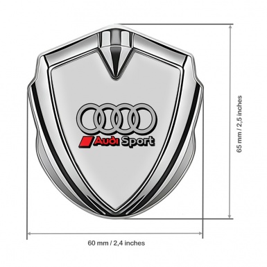 Audi Emblem Fender Badge Silver Grey Base Sport Rings Edition