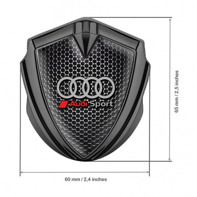 Audi Emblem Trunk Badge Graphite Perforated Metal Plate Sport Logo