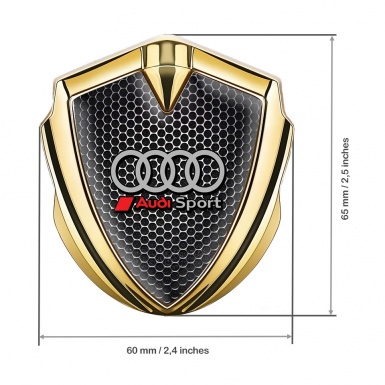 Audi Emblem Trunk Badge Gold Perforated Metal Plate Sport Logo