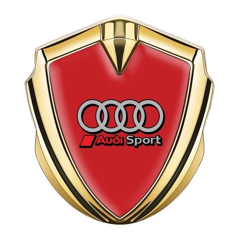 Audi Trunk Emblem Badge Gold Red Background Racing Sport Motif
