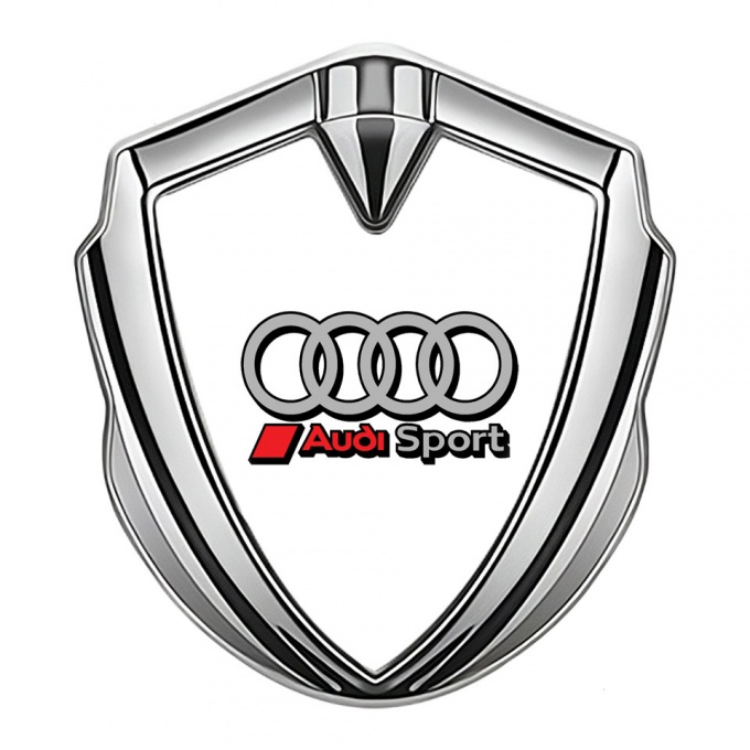 Audi Emblem Car Badge Silver White Background Grey Sport Variant
