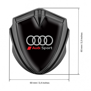 Audi Bodyside Domed Emblem Graphite Black Surface Grey Sport Rings