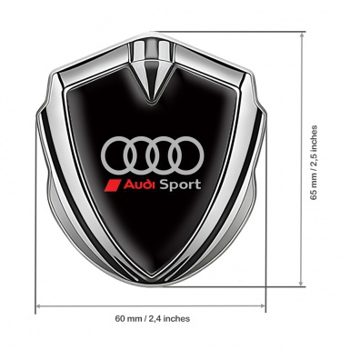 Audi Bodyside Domed Emblem Silver Black Surface Grey Sport Rings